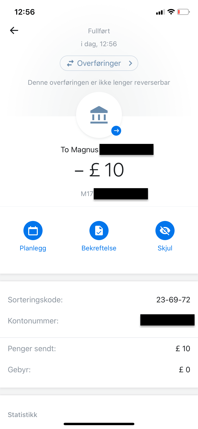 Revolut bekreftelse
