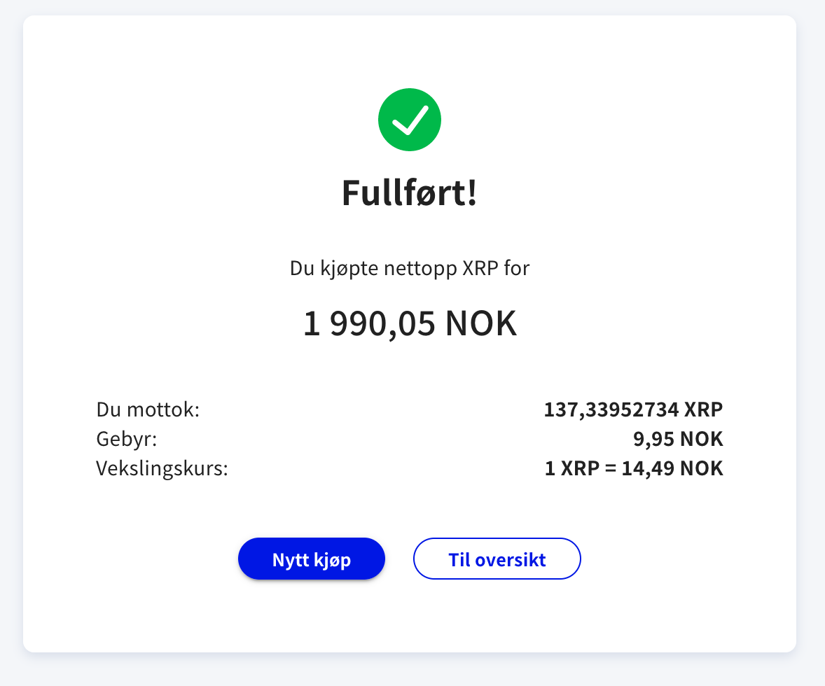 3 Miraiex XRP kjop bekreftelse