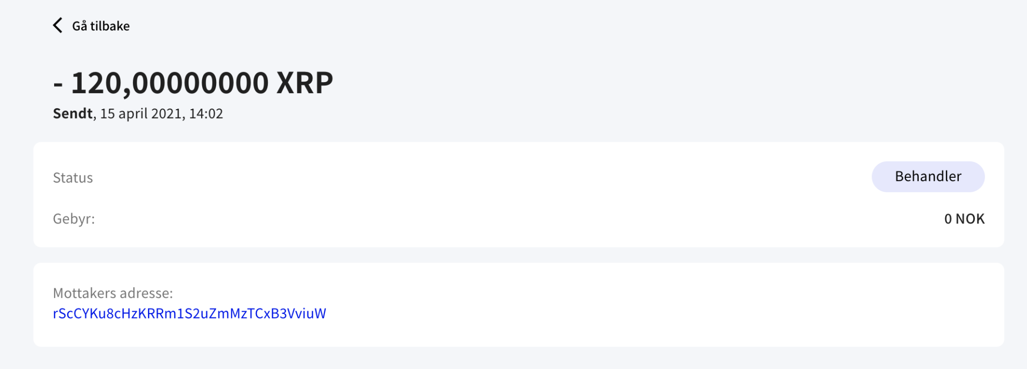 6 Bekreftelse på XRP til Exodus