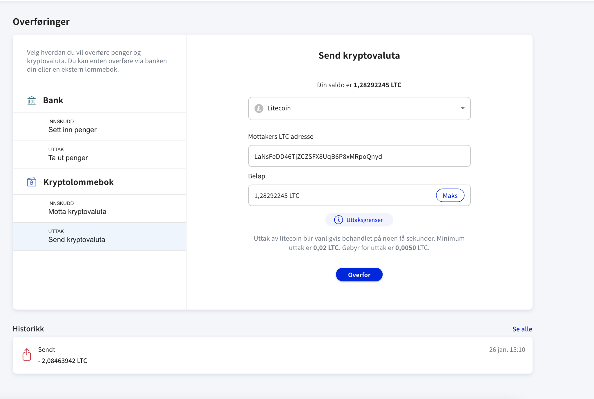 Send Litecoin til Exodus